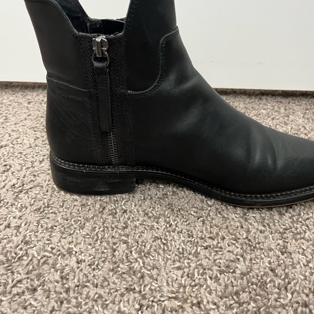 Franco Sarto Black Leather Ankle Chelsea Boots Dual Zipper Women's Size 8.5 - Picture 6 of 12